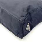 Prada Plastic Handle Nylon Black Tote Silver — view 8