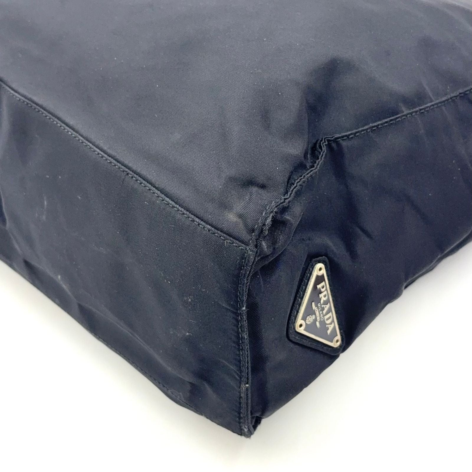 Prada Plastic Handle Nylon Black Tote Silver — view 8