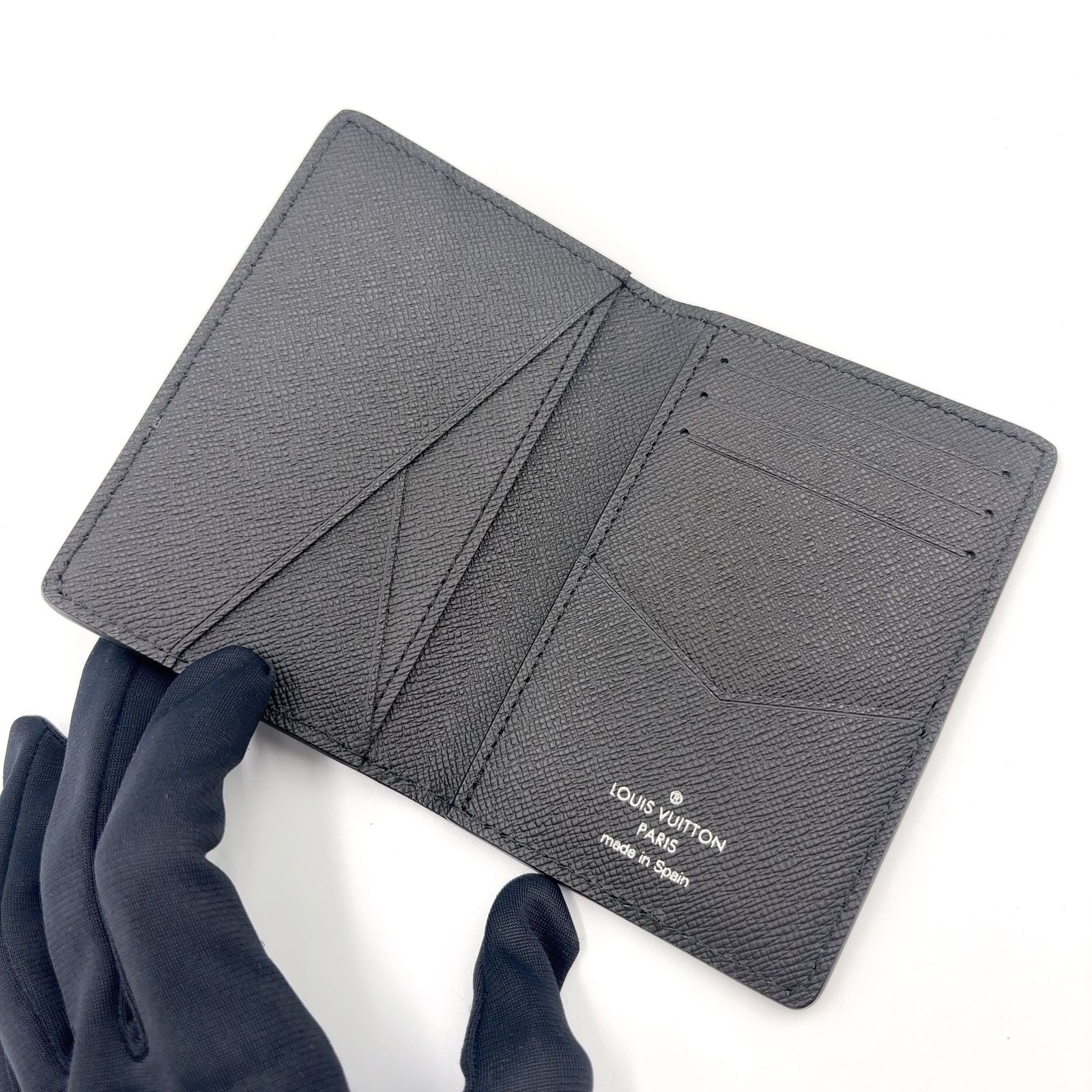 Louis Vuitton Organizer de Poche Epi Blue Marine Leather Black Card Case — view 3