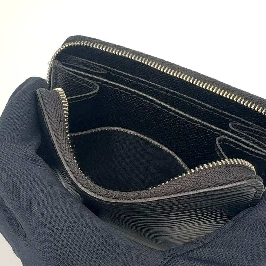 Louis Vuitton Zippy Coin Purse Epi Noir Leather Black Case Silver — view 9