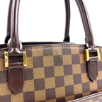 Louis Vuitton Saria Horizontal Damier Ebene Leather Brown Handbag Gold — view 8
