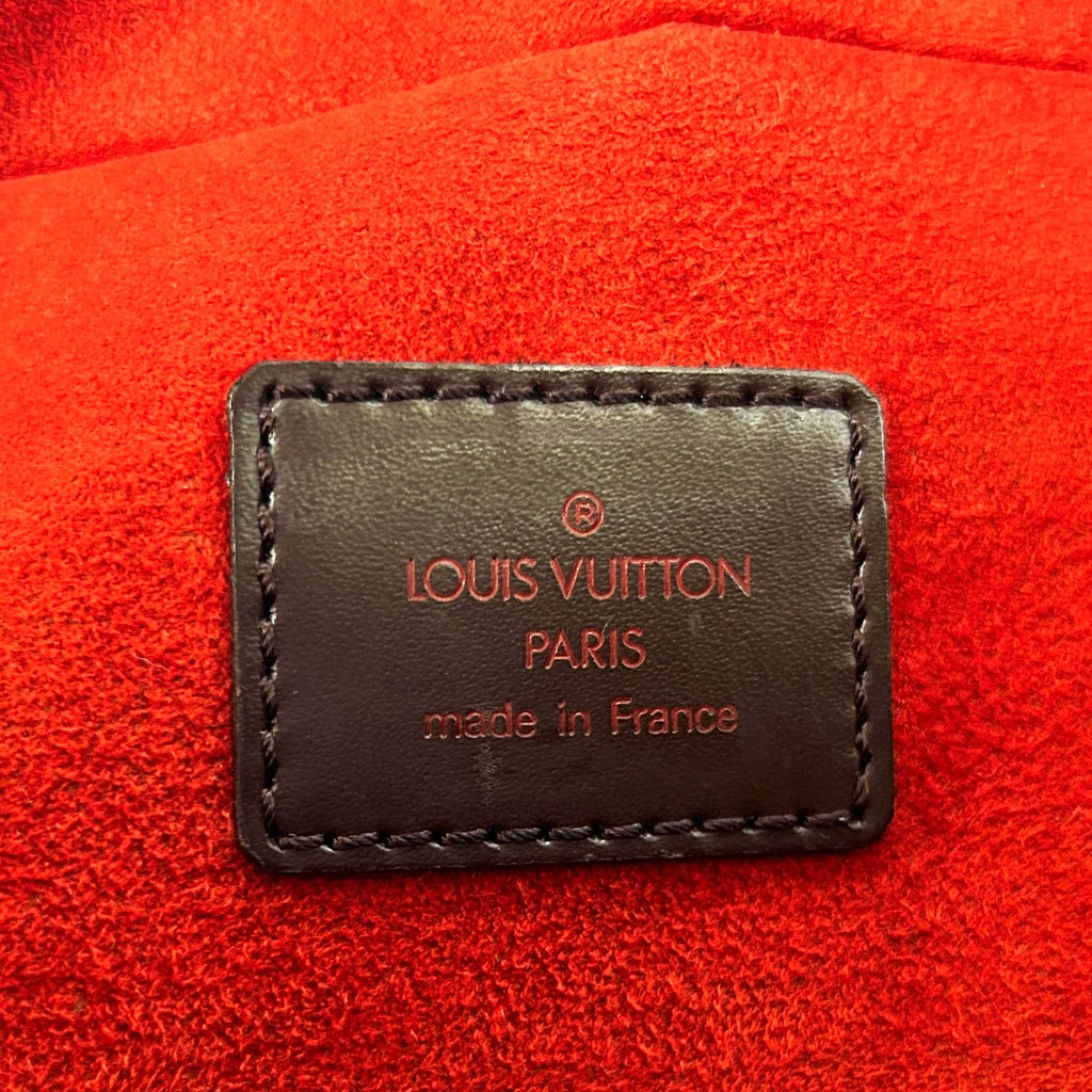 Louis Vuitton Saria Horizontal Damier Ebene Leather Brown Handbag Gold — view 4