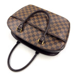 Louis Vuitton Saria Horizontal Damier Ebene Leather Brown Handbag Gold — view 9