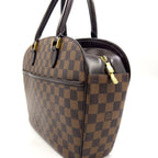 Louis Vuitton Saria Horizontal Damier Ebene Leather Brown Handbag Gold — view 6