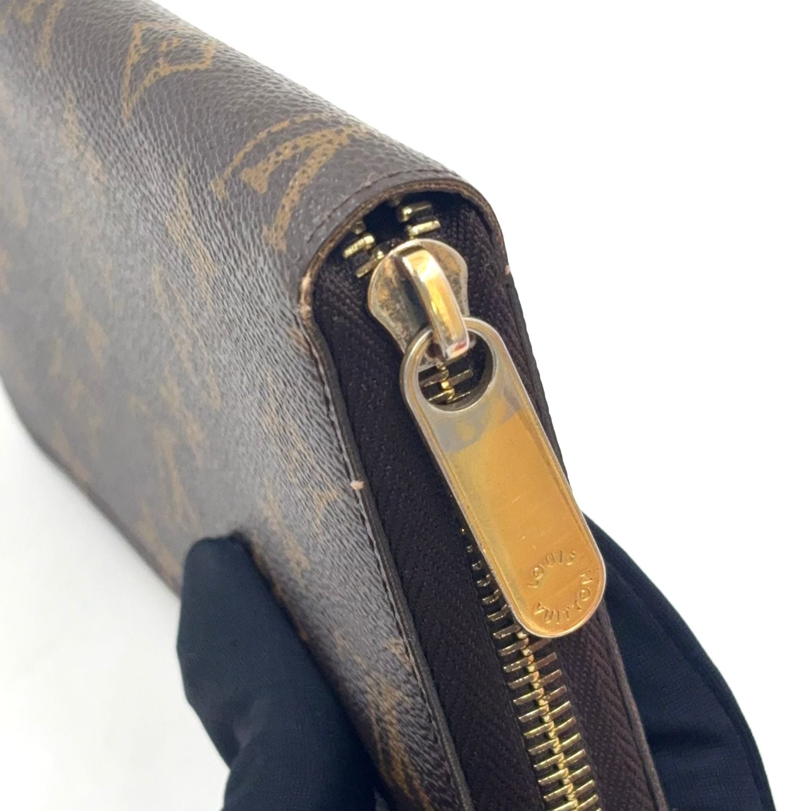 Louis Vuitton Zippy Wallet Monogram Leather Brown Round Gold — view 8