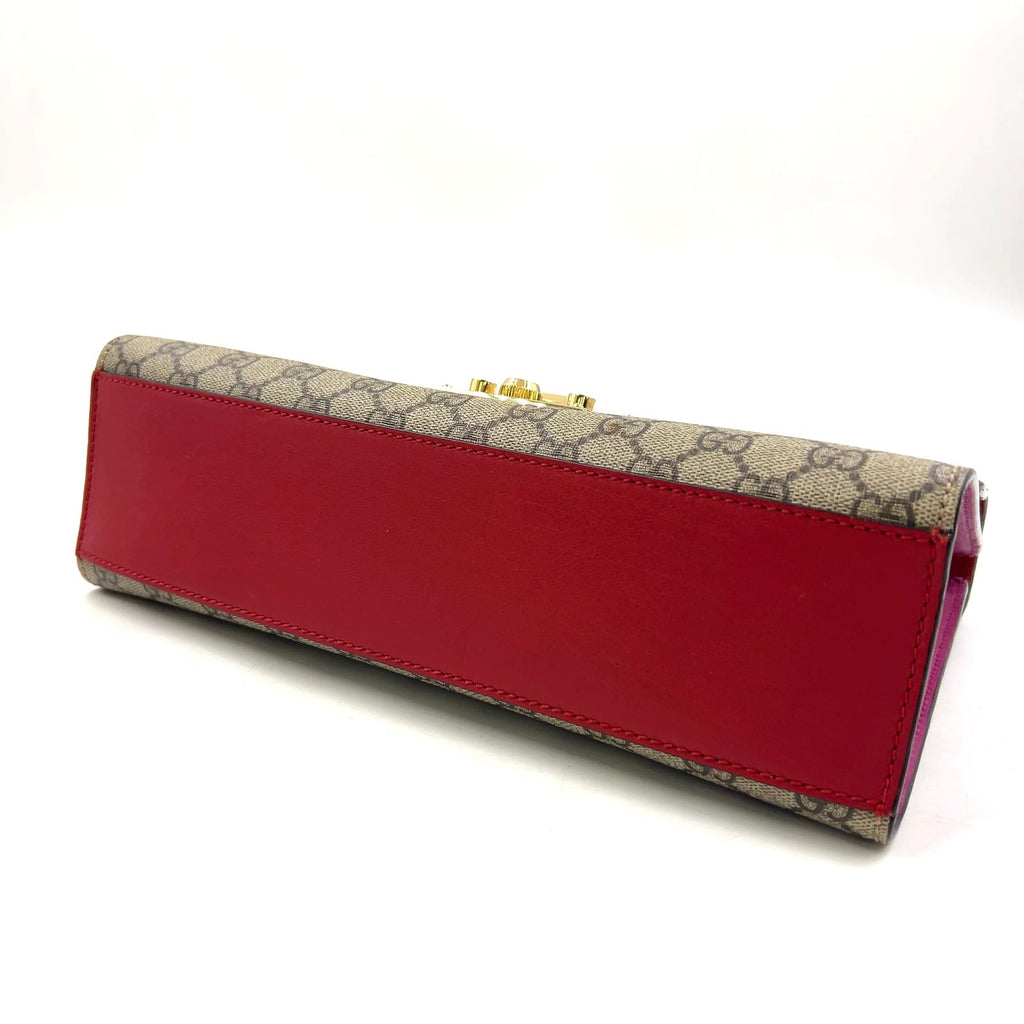 Gucci Padlock GG Guccissima Leather Beige Red Chain Shoulder Bag Gold — view 5