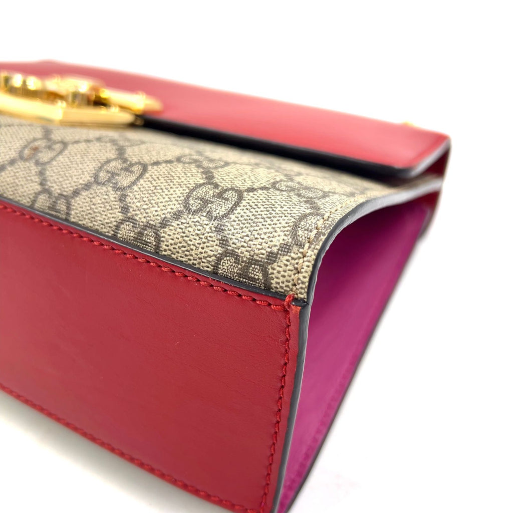 Gucci Padlock GG Guccissima Leather Beige Red Chain Shoulder Bag Gold — view 6