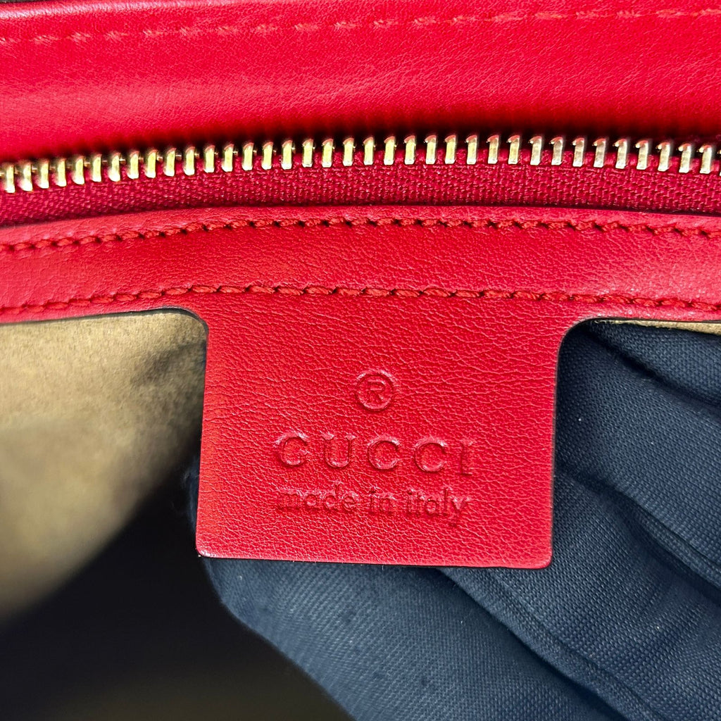 Gucci Padlock GG Guccissima Leather Beige Red Chain Shoulder Bag Gold — view 4