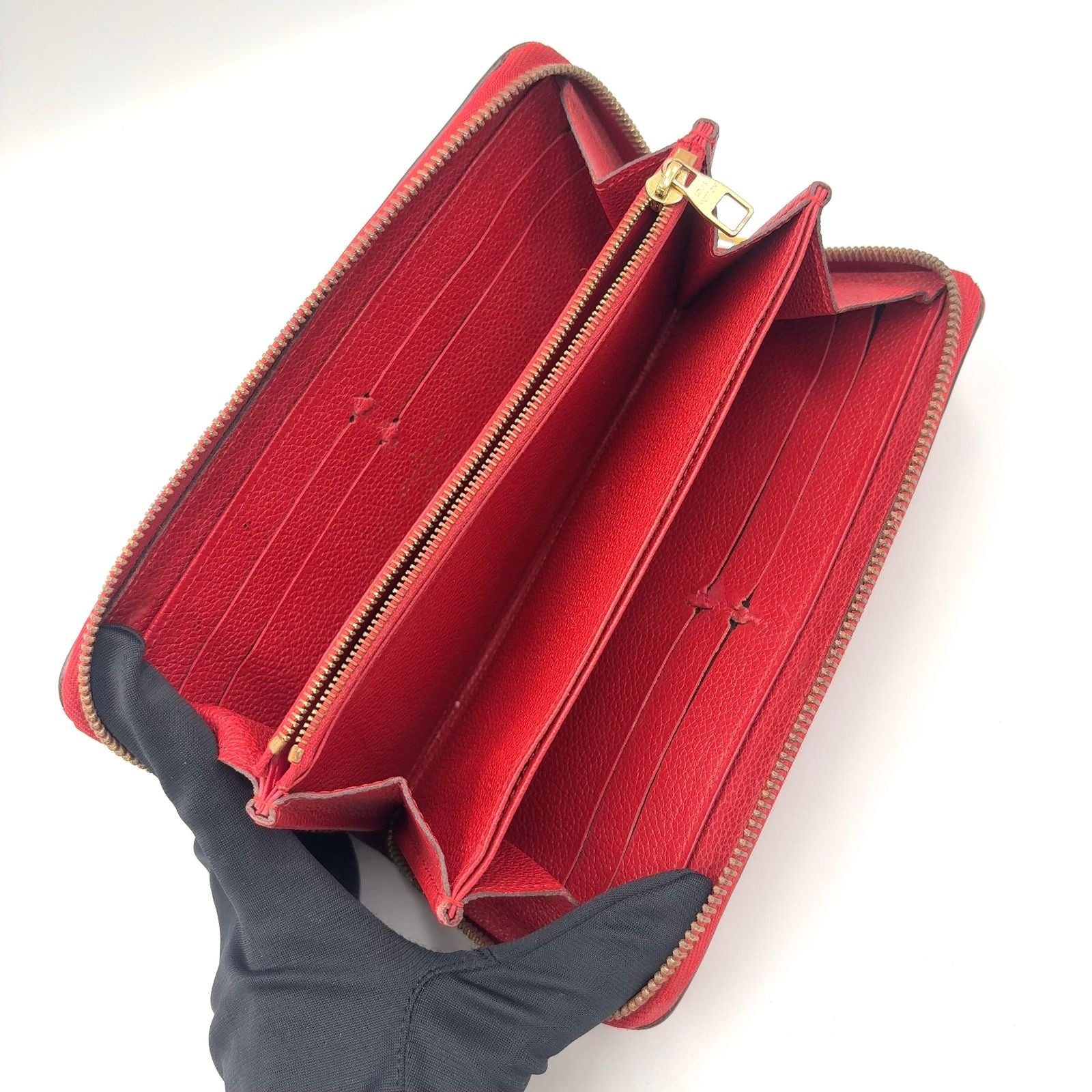 Louis Vuitton Portefeuille Clemence Monogram Empreinte Scarlet Leather — view 3