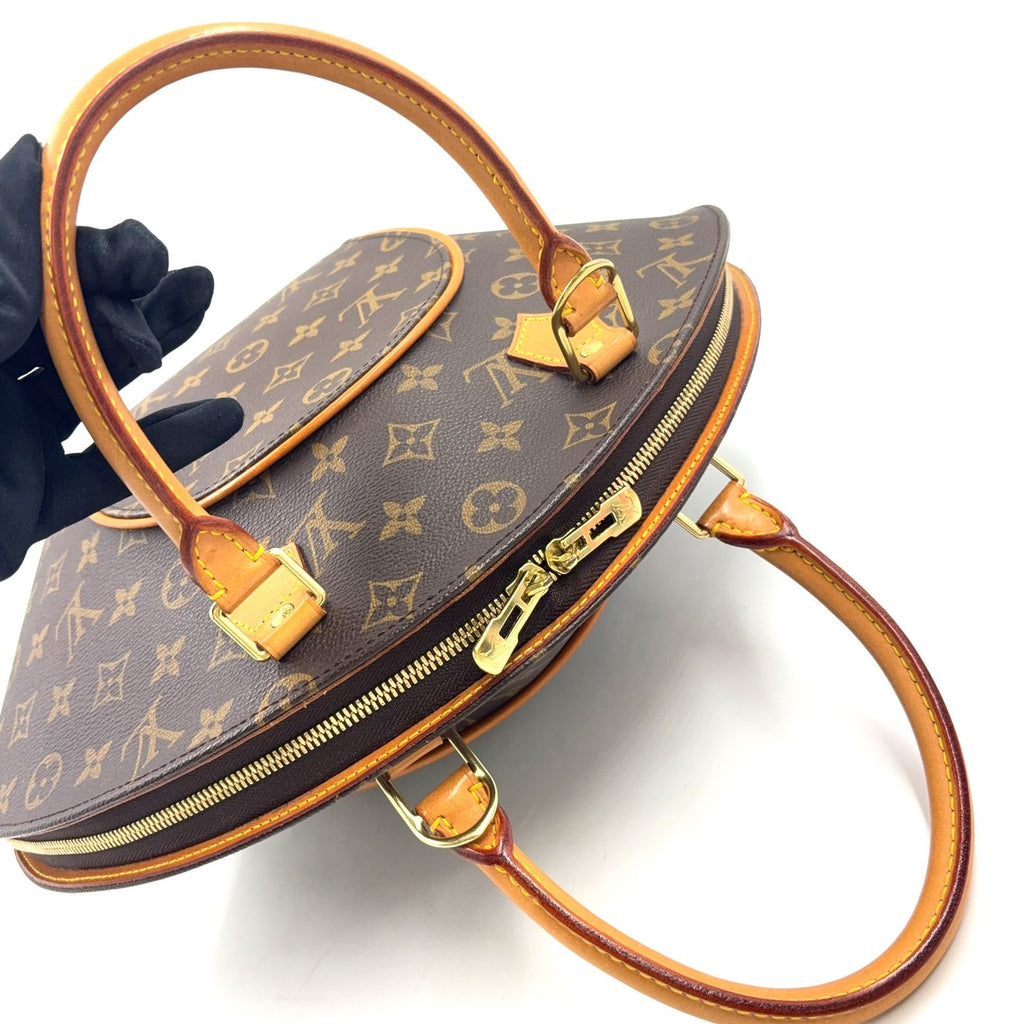 Louis Vuitton Ellipse MM Monogram Leather Brown Light Handbag Gold — view 8