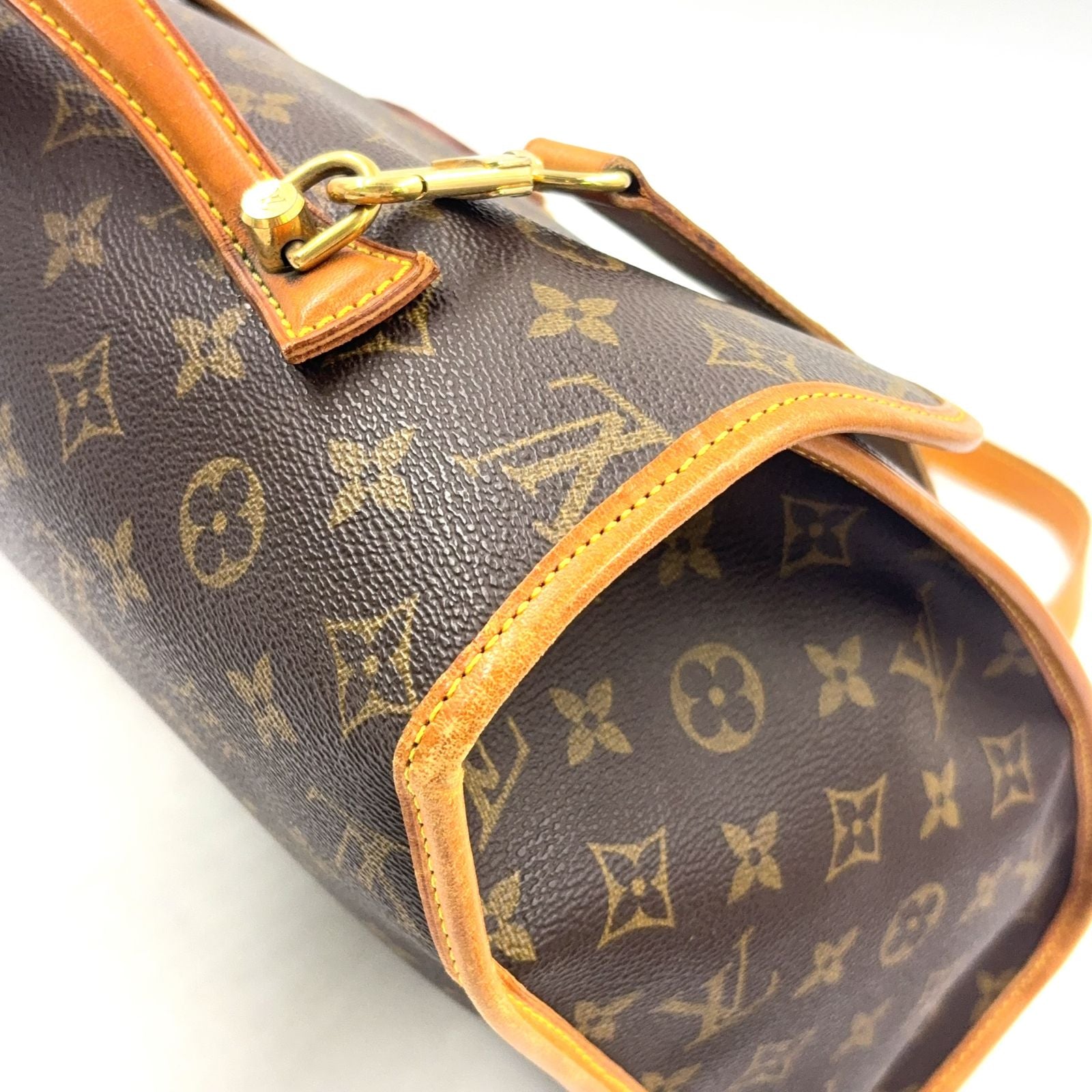 Louis Vuitton Beverly Monogram 2-Way Leather Brown Light Handbag Gold — view 8