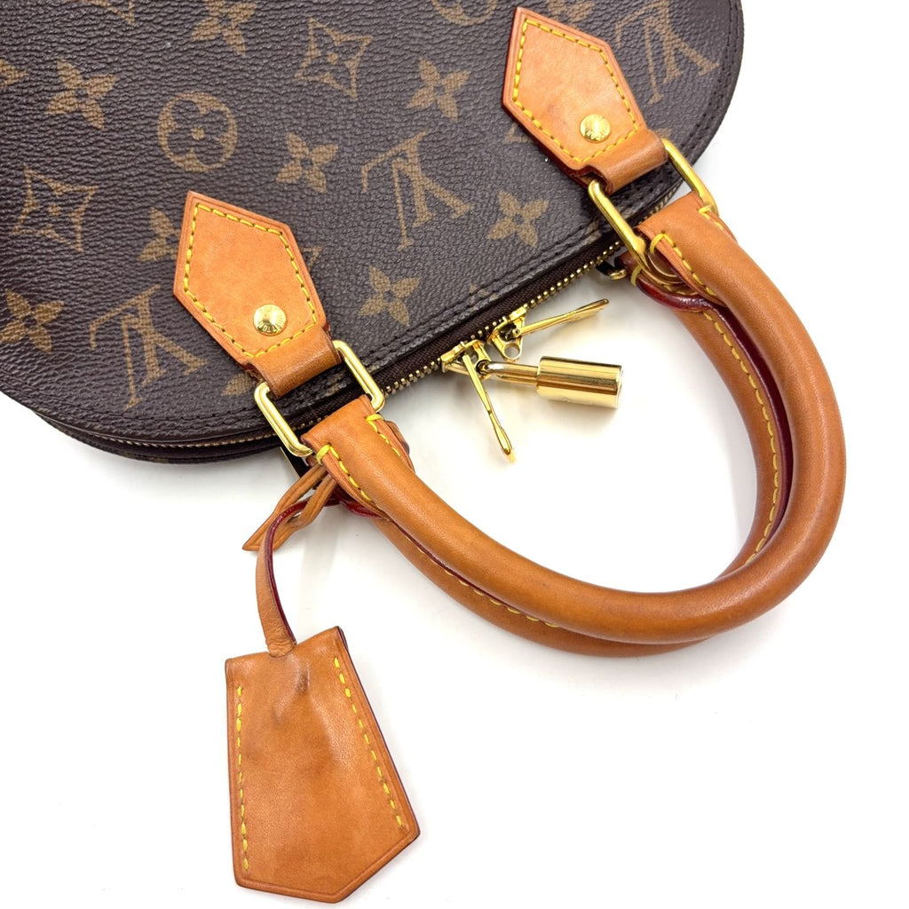Louis Vuitton Alma BB Monogram Leather Brown Light Handbag Gold — view 9