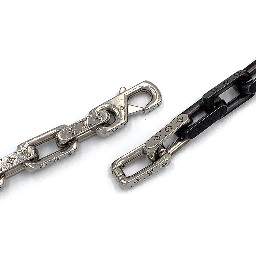 Louis Vuitton Collier Monogram Chain Metal Silver Black Necklace — view 5