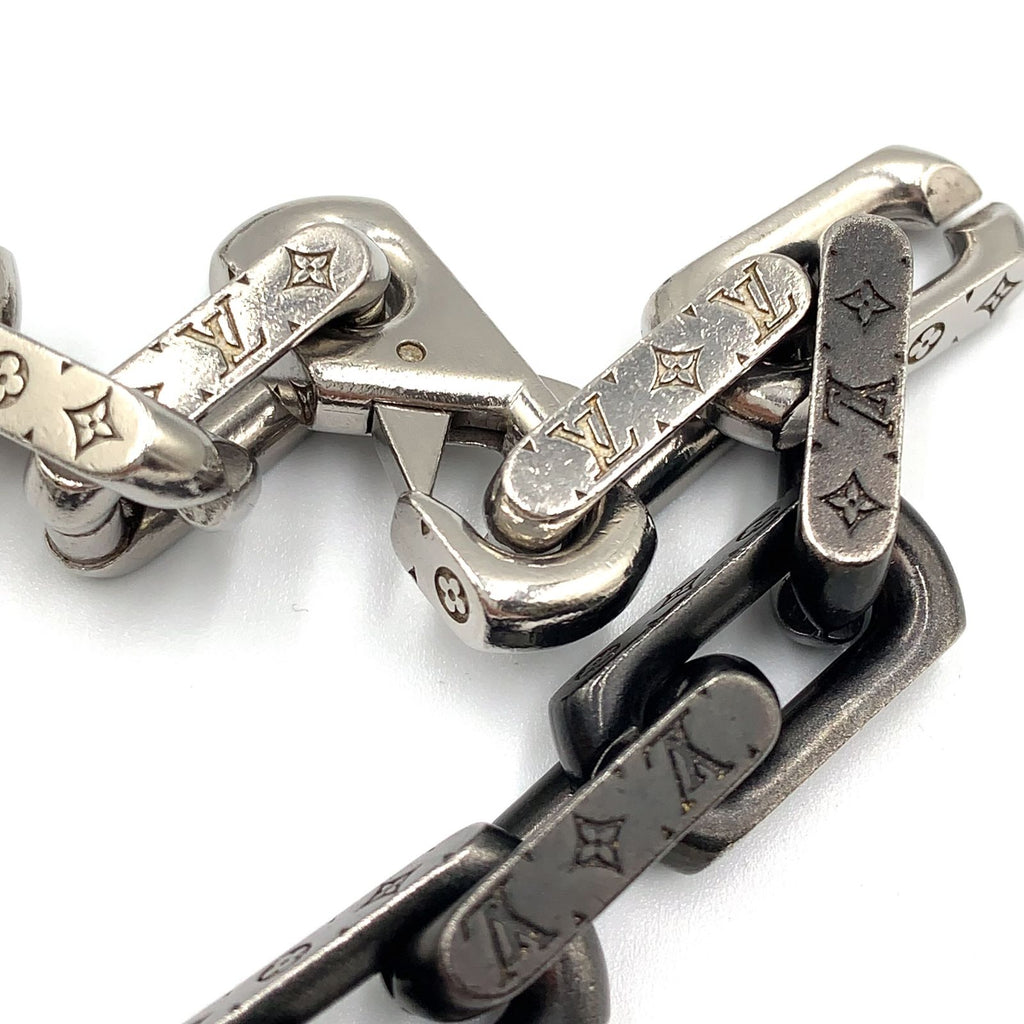 Louis Vuitton Collier Monogram Chain Metal Silver Black Necklace — view 7