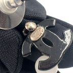 Chanel CC Logo Swing Metal Faux Pearl Plastic Silver Black White Earrings — view 4