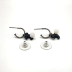 Chanel CC Logo Swing Metal Faux Pearl Plastic Silver Black White Earrings — view 7