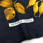 Hermes Carre 90 Tourbillon Silk Yellow Black Scarf — view 3