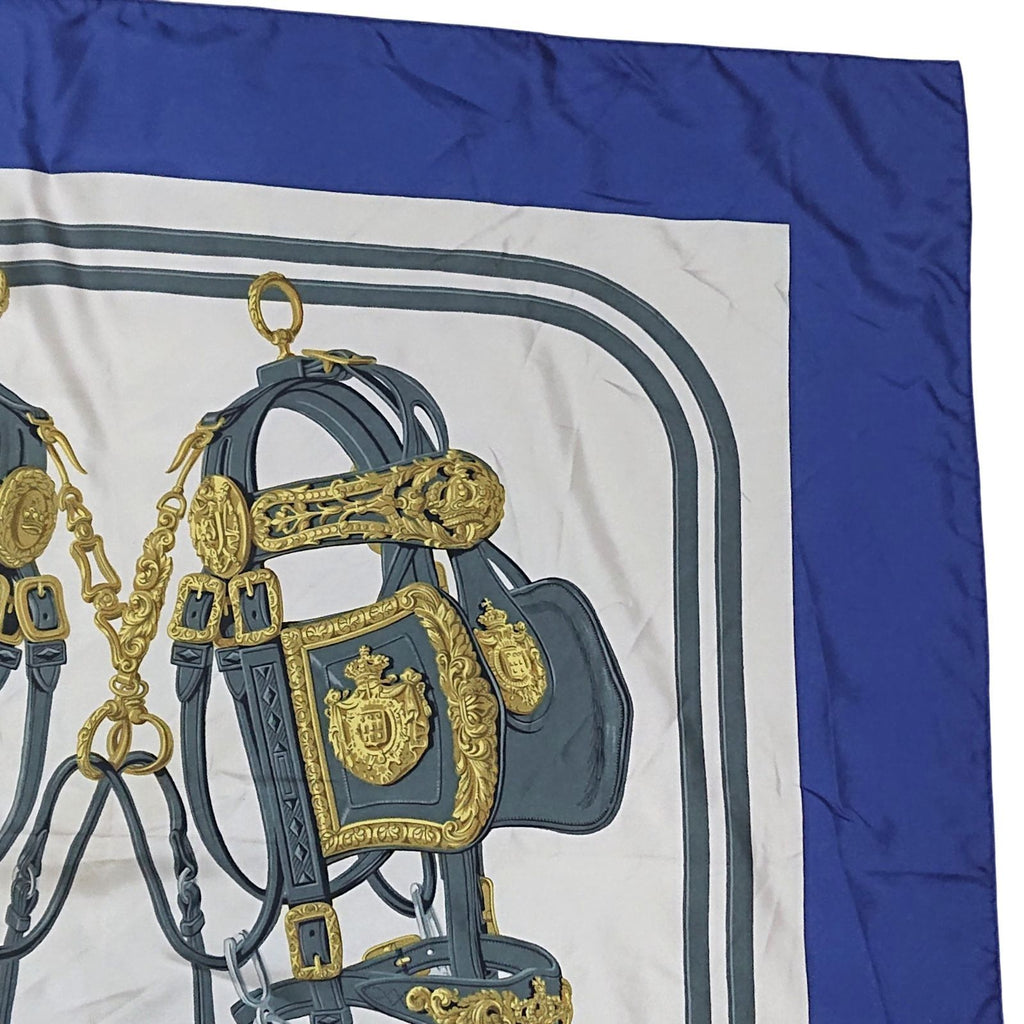 Hermes Carre 90 Brides de Gala Silk Scarf Blue — view 5