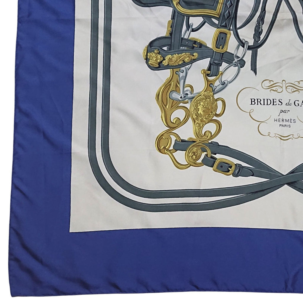 Hermes Carre 90 Brides de Gala Silk Scarf Blue — view 2