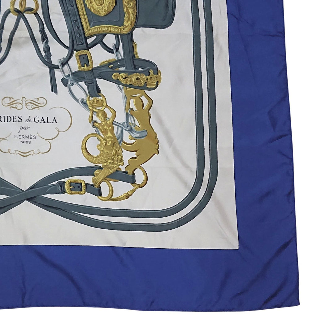 Hermes Carre 90 Brides de Gala Silk Scarf Blue — view 3
