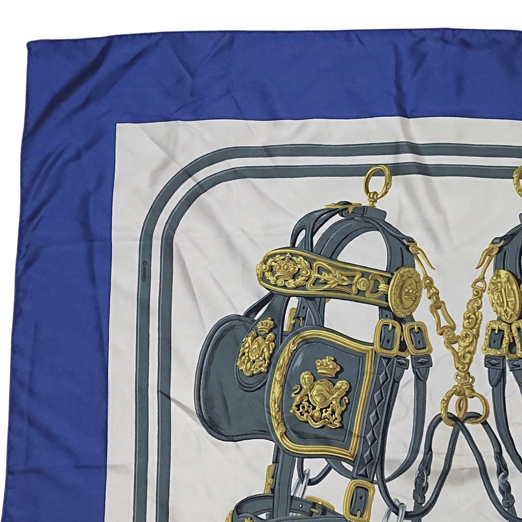 Hermes Carre 90 Brides de Gala Silk Scarf Blue — view 4