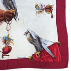 Hermes Carre 90 Chasse a Vol Hawk Print Silk Scarf Bordeaux White — view 3