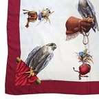 Hermes Carre 90 Chasse a Vol Hawk Print Silk Scarf Bordeaux White — view 2