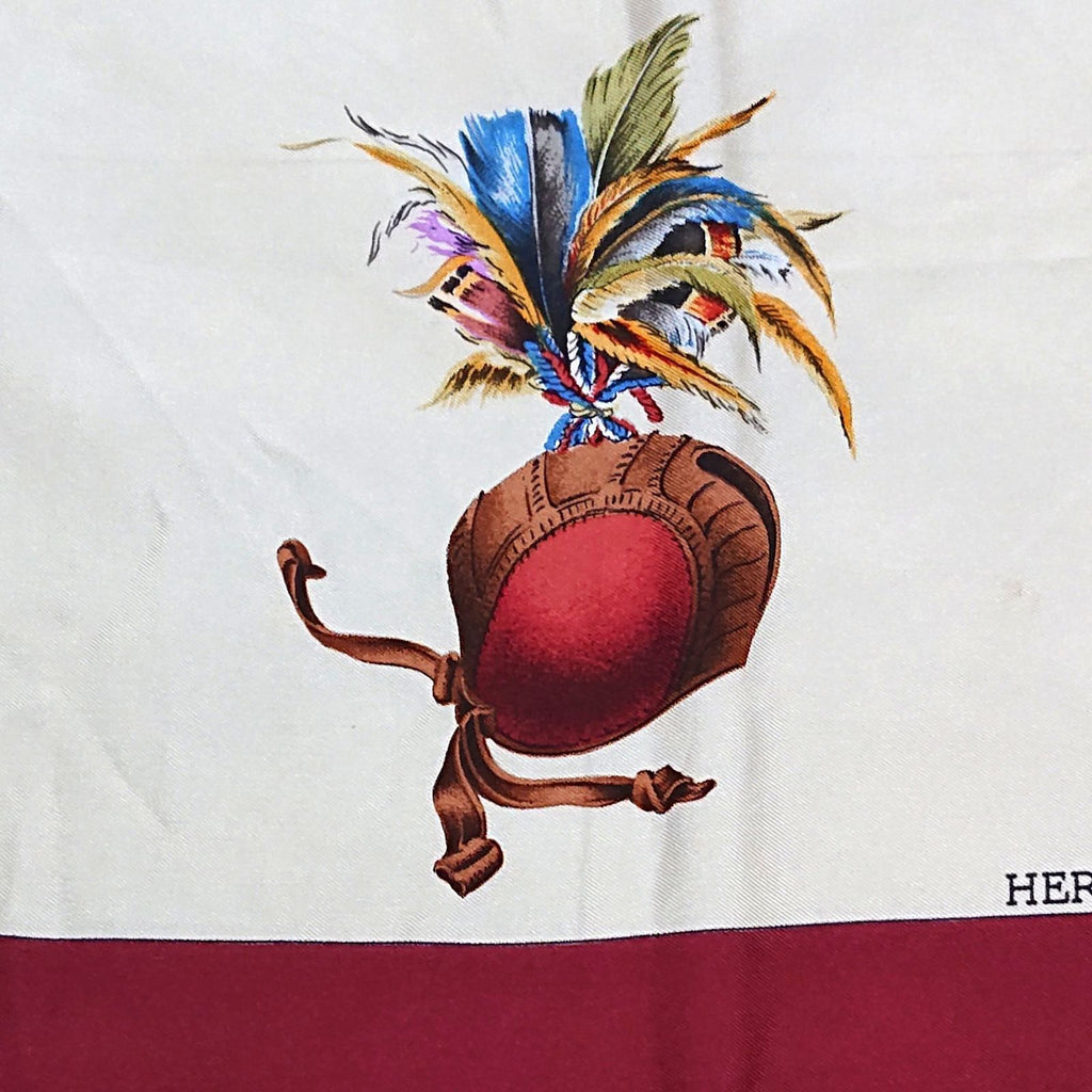 Hermes Carre 90 Chasse a Vol Hawk Print Silk Scarf Bordeaux White — view 7