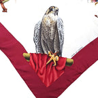 Hermes Carre 90 Chasse a Vol Hawk Print Silk Scarf Bordeaux White — view 6