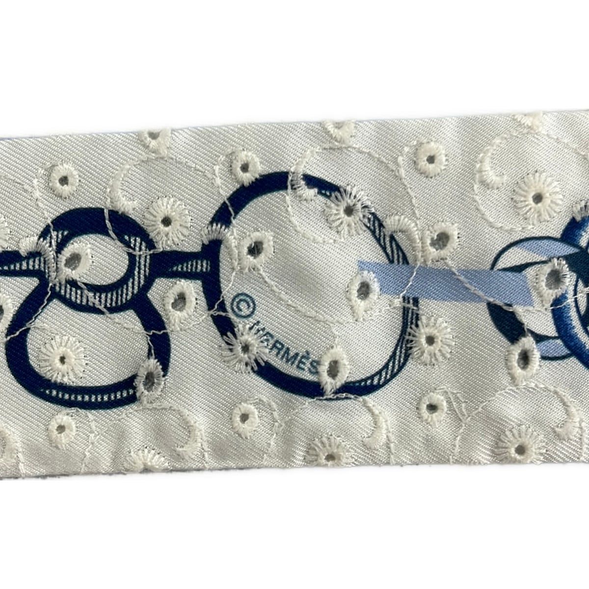 Hermes Scarf Twilly Light Blue White Re Boucles Silk — view 2