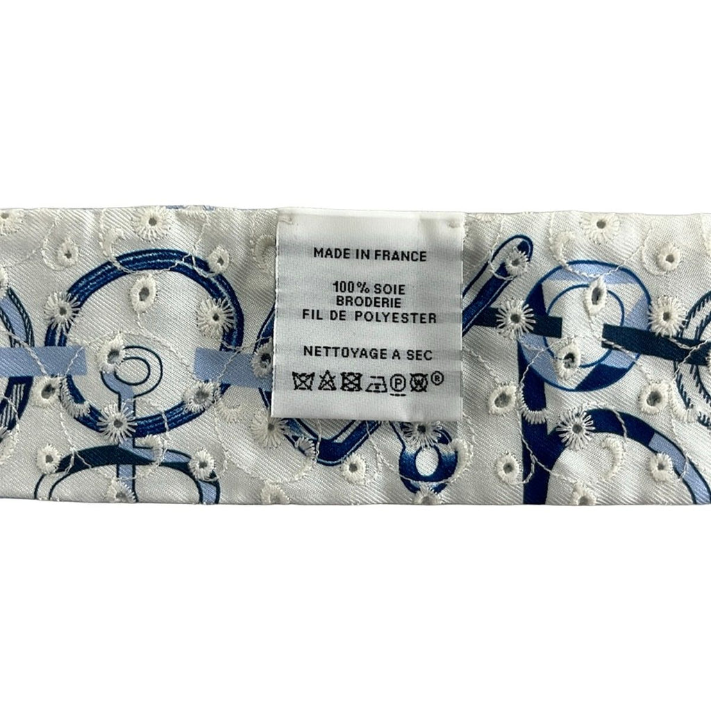 Hermes Scarf Twilly Light Blue White Re Boucles Silk — view 3