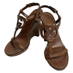 Gucci Sandals 35 1 2C Brown Interlocking Wedge Sole Leather — view 2