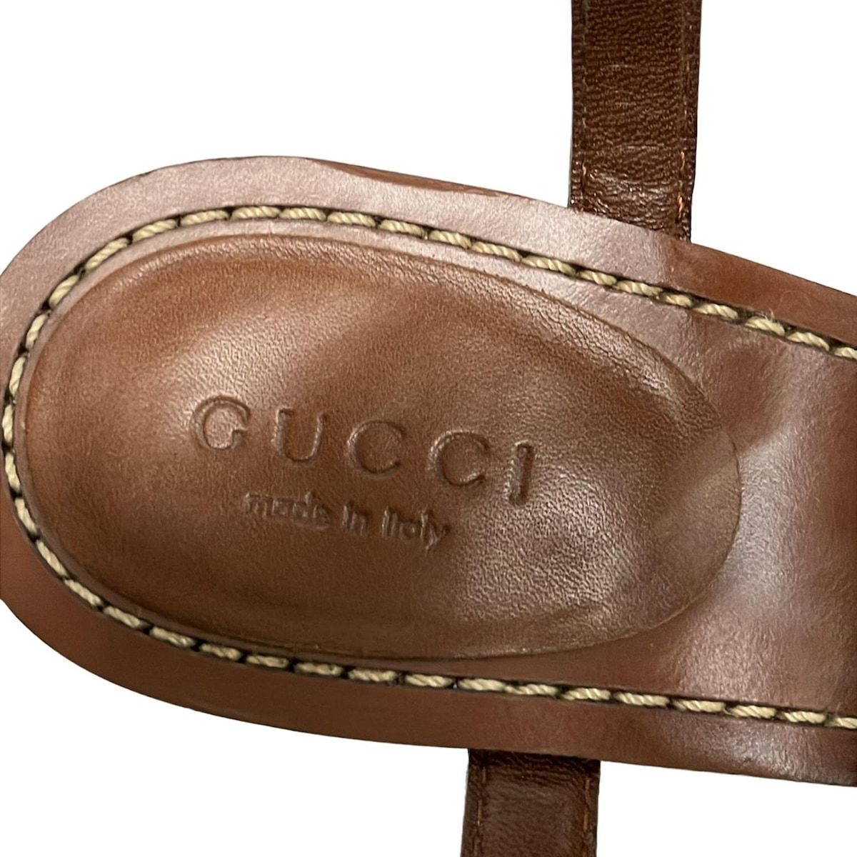 Gucci Sandals 35 1 2C Brown Interlocking Wedge Sole Leather — view 5