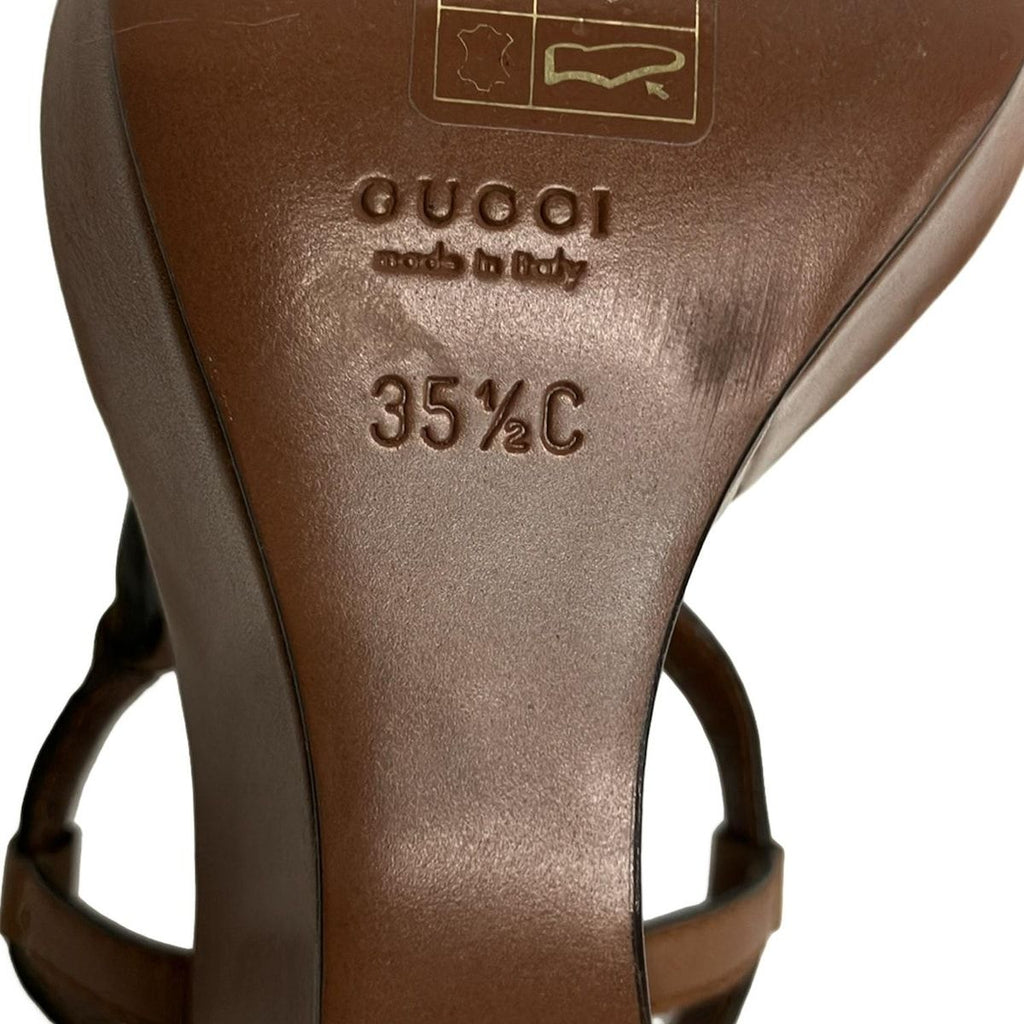 Gucci Sandals 35 1 2C Brown Interlocking Wedge Sole Leather — view 6