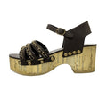Chanel Sandals 35.5 Gold Dark Brown Wedge Sole Leather