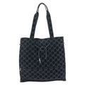 Gucci Vintage GG Pattern Black Silver Suede 002 Tote Shoulder