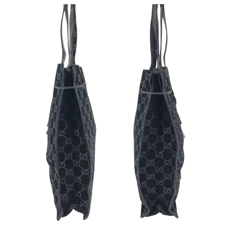 Gucci Vintage GG Pattern Black Silver Suede 002 Tote Shoulder — view 8