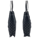 Gucci Vintage GG Pattern Black Silver Suede 002 Tote Shoulder — view 8