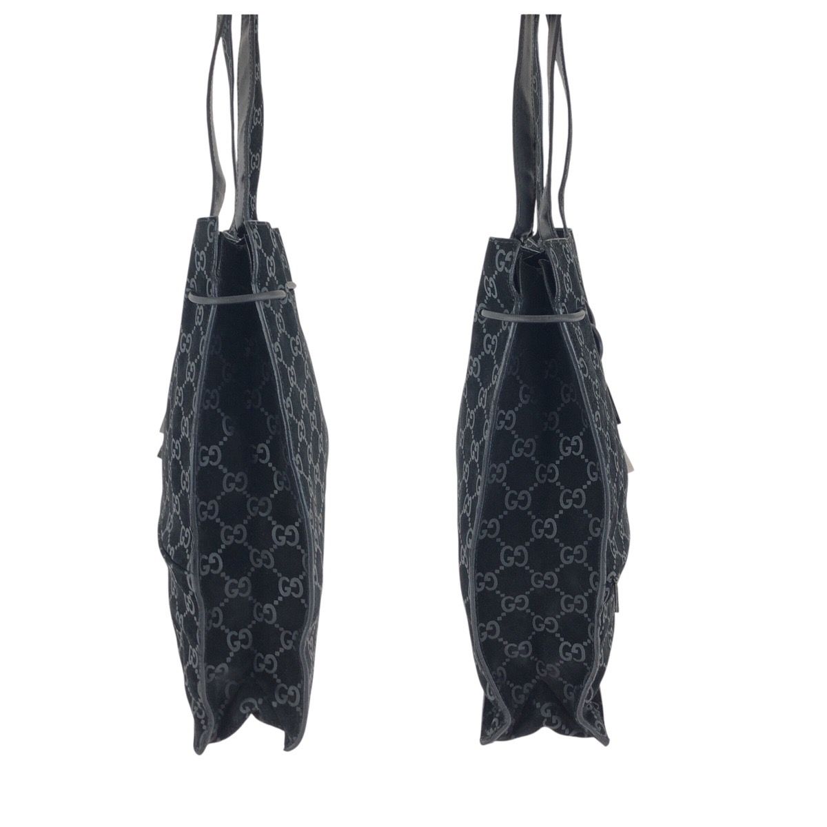 Gucci Vintage GG Pattern Black Silver Suede 002 Tote Shoulder — view 8