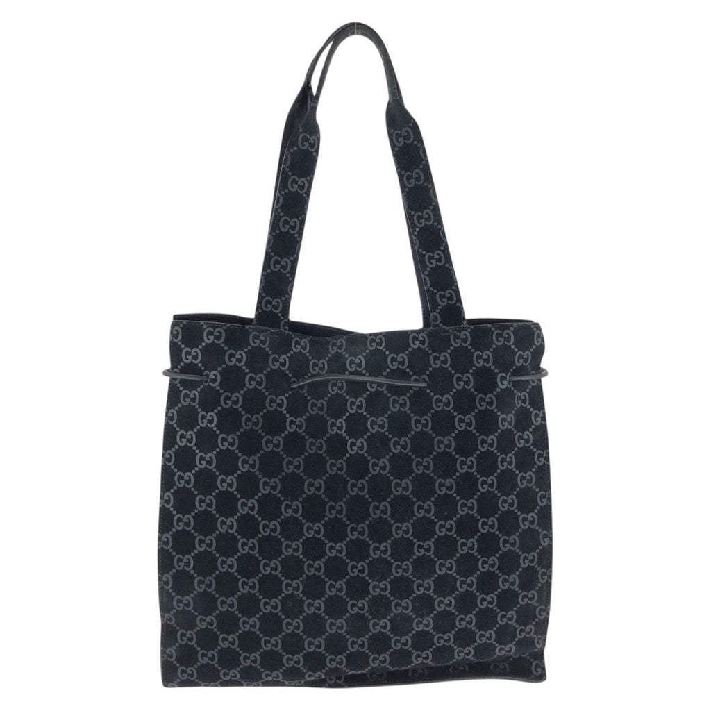 Gucci Vintage GG Pattern Black Silver Suede 002 Tote Shoulder — view 2