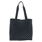 Gucci Vintage GG Pattern Black Silver Suede 002 Tote Shoulder — view 2