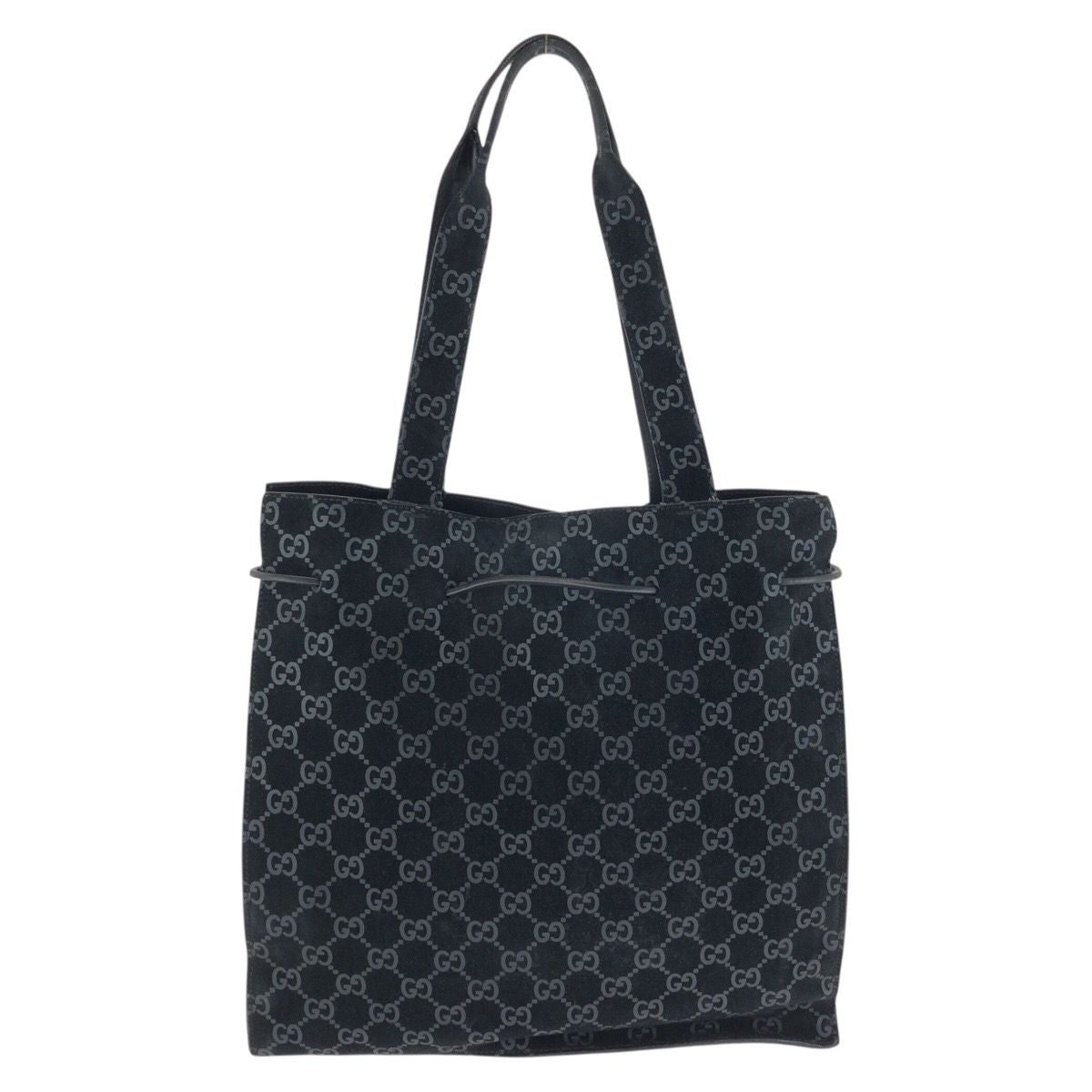 Gucci Vintage GG Pattern Black Silver Suede 002 Tote Shoulder — view 2