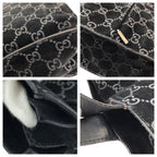 Gucci Vintage GG Pattern Black Silver Suede 002 Tote Shoulder — view 5