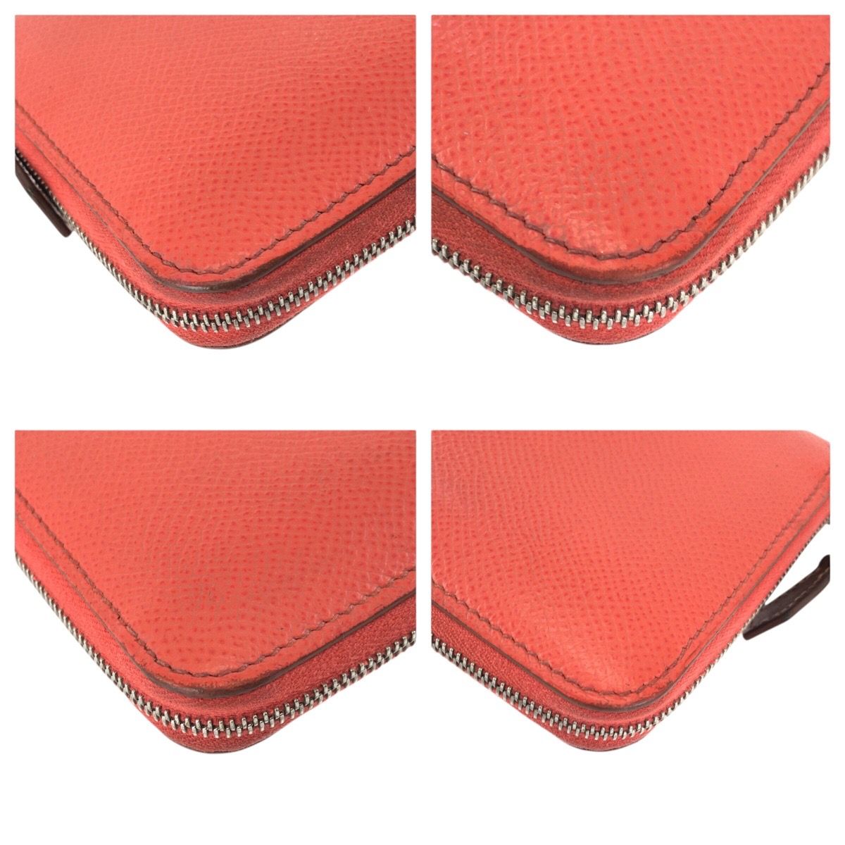 Hermes Azap Compact Silk in Rose Jaipur Orange Veau Coin Purse — view 3