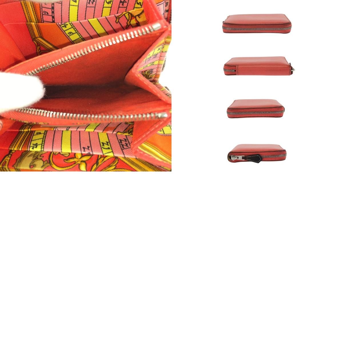 Hermes Azap Compact Silk in Rose Jaipur Orange Veau Coin Purse — view 9