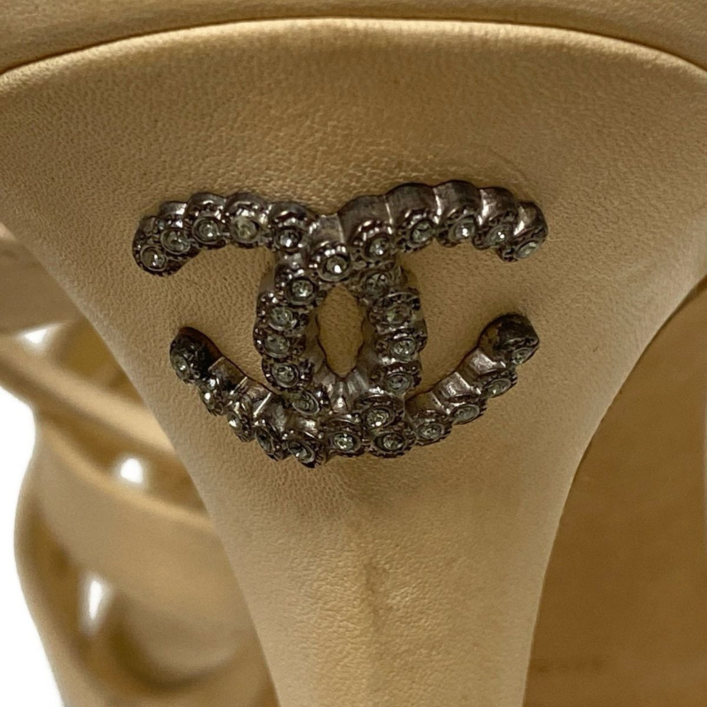 Chanel Sandals 38 Beige CC Logo Leather — view 7