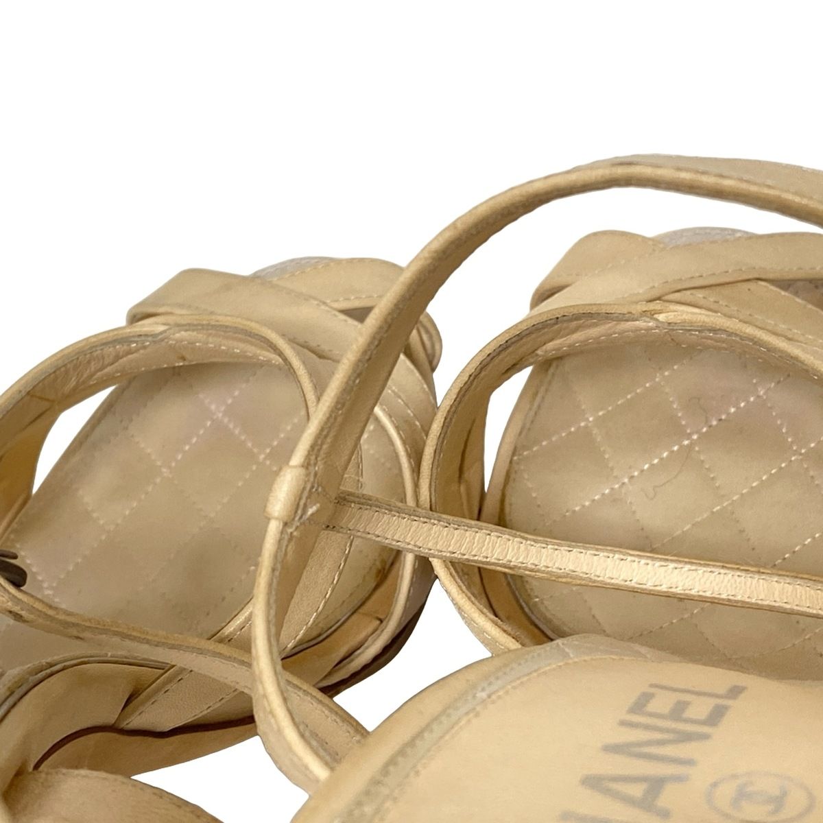 Chanel Sandals 38 Beige CC Logo Leather — view 9