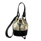Loewe Shoulder Bag Balloon Small Ivory Black Multi 2-Way Drawstring Bird Leather