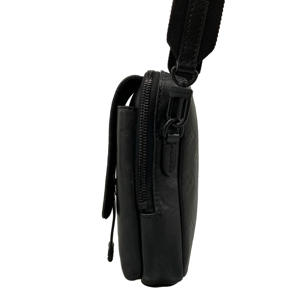 Louis Vuitton Shoulder Bag Monogram Shadow Double Phone Pouch Black Leather — view 4