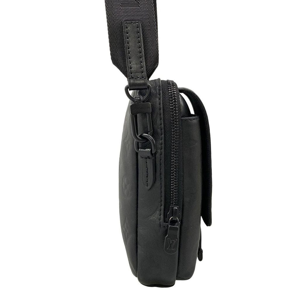 Louis Vuitton Shoulder Bag Monogram Shadow Double Phone Pouch Black Leather — view 2